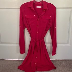 Calvin Klein Pink Dress with Gold Button Detail